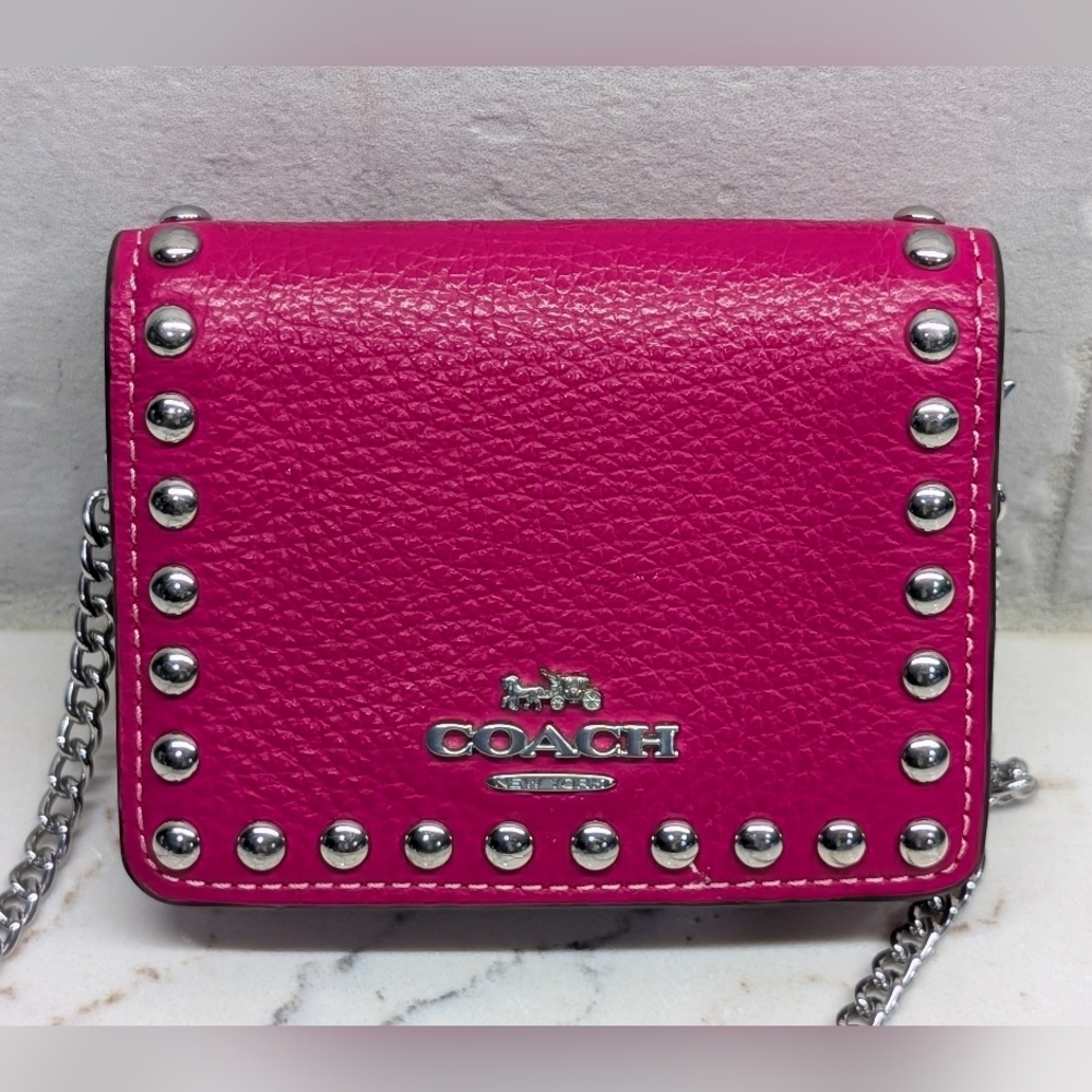 Coach Pink Crossbody Bag with Silver Accents